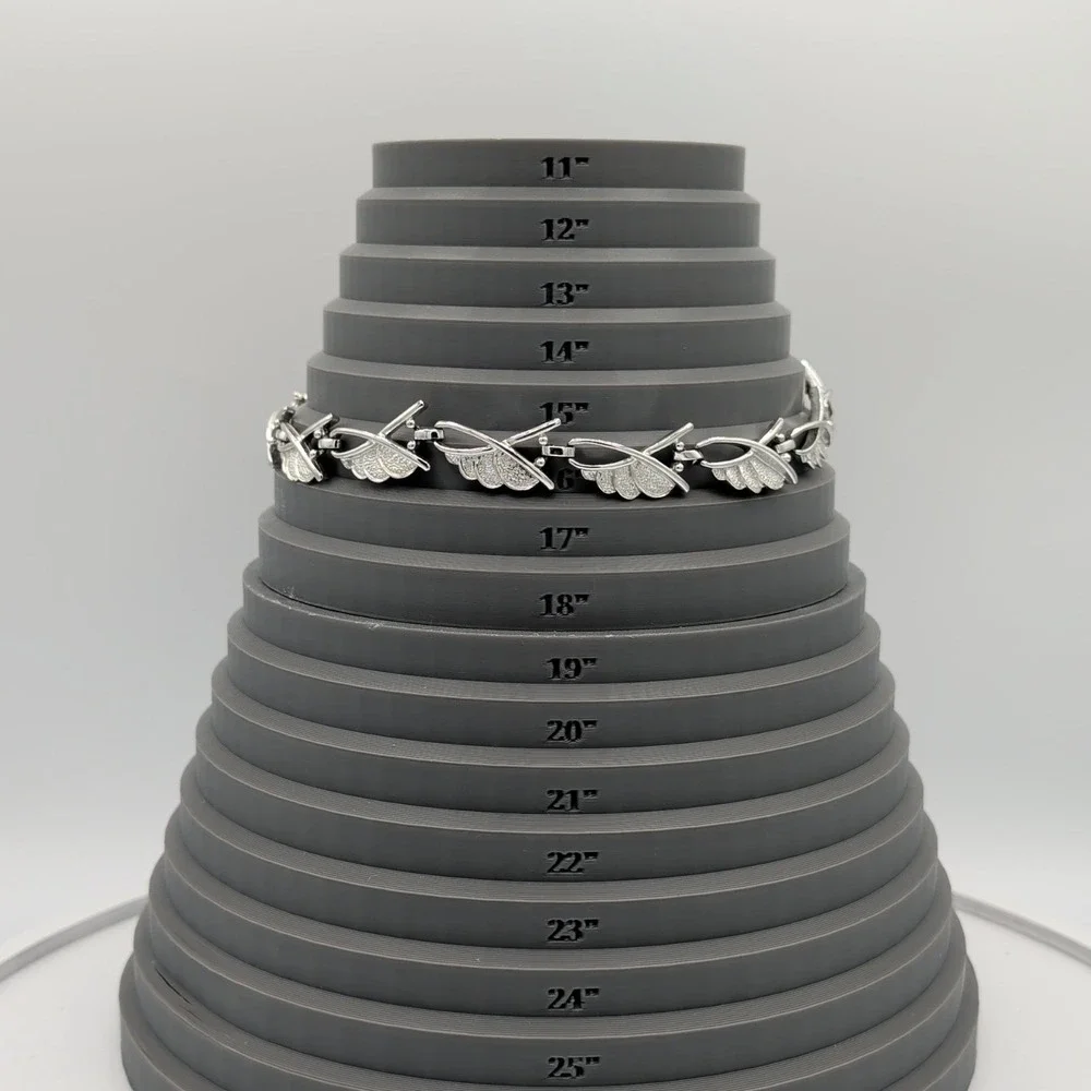 Vintage Silver Toned Textured Leaf Link Choker Necklace Spring Jewelry‎